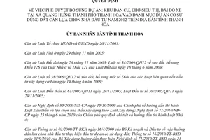 Quyết định 1516/2012/QĐ-UBND phê duyệt dự án Khu dân cư chợ siêu thị xã Quảng Hưng