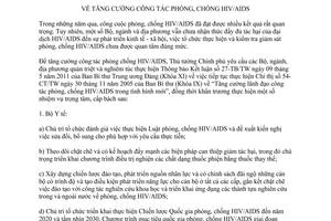 Chỉ thị 16/CT-TTg  tăng cường công tác phòng, chống HIV/AIDS