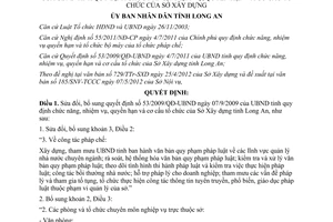 Quyết định 18/2012/QĐ-UBND sửa đổi 53/2009/QĐ-UBND chức năng cơ cấu tổ chức Sở Xây dựng Long An