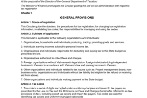 Circular No. 80/2012/TT-BTC guiding the Law on Tax administration with regard