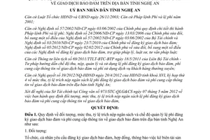 Quyết định 33/2012/QĐ-UBND lệ phí đăng ký giao dịch bảo đảm