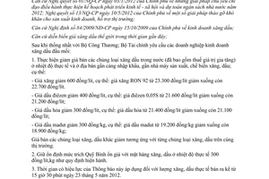 Thông báo 216/TB-BTC điều hành kinh doanh xăng, dầu do Bộ Tài chính ban hành