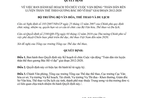 Quyết định 1879/QĐ-BVHTTDL năm 2012 Kế hoạch tổ chức Cuộc vận động Toàn dân