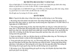 Quyết định 1958/QĐ-BGDĐT Phân công công tácThứ trưởng bộ trưởng Bộ GD&ĐT