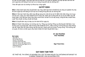 Quyết định 1162/QĐ-BGTVT Quy định tạm thời thiết kế, thi công và nghệm thu