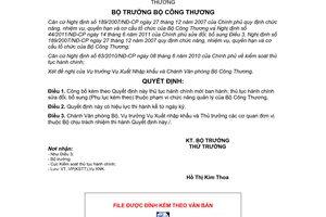 Quyết định 2756/QĐ-BCT năm 2012 công bố thủ tục hành chính