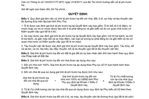 Quyết định 14/2012/QĐ-UBND quy định giá làm căn cứ tính lệ phí trước bạ nhà đất