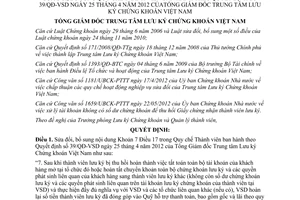 Quyết định 73/QĐ-VSD năm 2012 sửa đổi Quy chế Thành viên