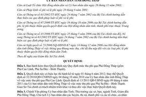 Quyết định 13/2012/QĐ-UBND quy định mức thu phí qua Phà Đồng Tháp