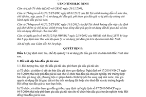 Quyết định 26/2012/QĐ-UBND quy định mức thu chế độ quản lý sử dụng phí đấu gía