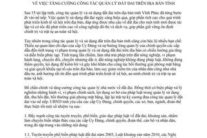 Chỉ thị 10/CT-UBND năm 2012 tăng cường công tác quản lý đất đai Vĩnh Phúc
