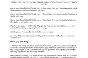 Thông tư 85/2012/TT-BTC chế độ quản lý tài chính Quỹ Bảo vệ và phát triển rừng