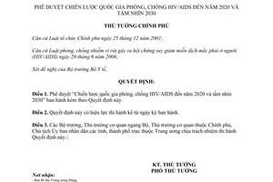 Quyết định 608/QĐ-TTg phê duyệt Chiến lược quốc gia phòng, chống HIV/AIDS