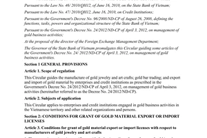 Circular No. 16/2012/TT-NHNN guiding some articles of the Government's Decree No