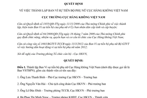 Quyết định 2280/QĐ-CHK  thành lập Ban Vì sự tiến bộ phụ nữ