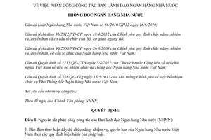Quyết định 1082/QĐ-NHNN phân công công tác Ban lãnh đạo Ngân hàng Nhà nước