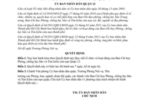 Quyết định 08/2012/QĐ-UBND Quy chế tổ chức hoạt động của Ban Chỉ huy