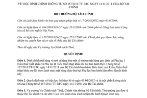 Quyết định 1328/QĐ-BTC đính chính Thông tư 157/2011/TT-BTC
