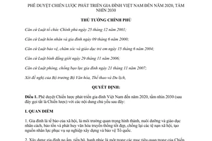 Quyết định 629/QĐ-TTg  phê duyệt Chiến lược phát triển gia đình Việt Nam