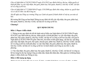 Thông tư 31/2012/TT-BCA hướng dẫn việc tiếp nhận thu gom thanh lý vật liệu nổ