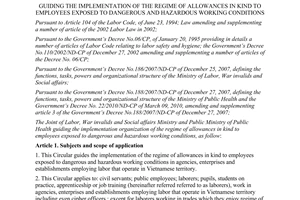 Joint circular No. 13/2012/TTLT-BLDTBXH-BYT guiding the implementation