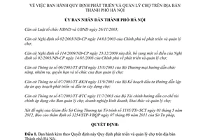 Quyết định 12/2012/QĐ-UBND  phát triển và quản lý chợ