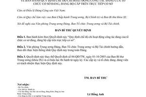 Quyết định 99-QĐ/TW năm 2012 Quy định chế độ chi hoạt động công tác đảng