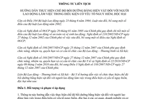 13/2012/TTLT-BLĐTBXH-BYT bồi dưỡng cho người lao động làm việc nguy hiểm độc hại