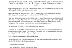 Thông tư 91/2012/TT-BT kinh phí phục vụ hoạt động của Ban Chỉ đạo Cuộc vận động