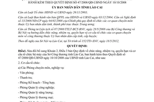 Quyết định 20/2012/QĐ-UBNDS sửa đổi Quyết định 47/2008/QĐ-UBND Lào Cai
