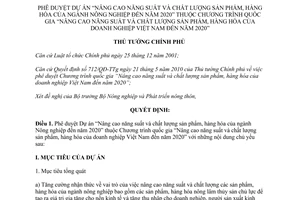 Quyết định 635/QĐ-TTg Nâng cao năng suất và chất lượng sản phẩm, hàng hóa