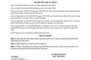 Quyết định 942/QĐ-BTP  thi hành Luật Trách nhiệm bồi thường Nhà nước