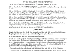 Quyết định 11/2012/QĐ-UBND hàng hoá dịch vụ bình ổn đăng ký kê khai giá Thái Nguyên