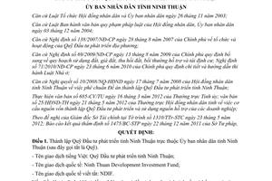 Quyết định 25/2012/QĐ-UBN thành lập quy định chức năng Quỹ Đầu tư phát triển