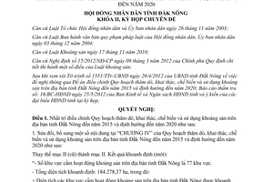 Nghị quyết 02/2012/NQ-HĐND điều chỉnh Quy hoạch thăm dò khai thác chế biến