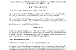 Quyết định 641/QĐ-TTg thành lập Hội đồng quốc gia Phát triển bền vững