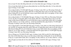 Quyết định 13/2012/QĐ-UBND đối tượng được trang bị điện thoại tại Bến Tre