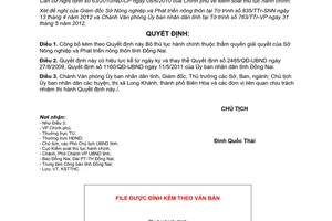 Quyết định 1465/QĐ-UBND năm 2012 công bố thủ tục hành chính