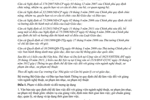 Thông tư 18/2012/TT-BGDĐT chế độ làm việc giảng viên ngành nghệ thuật