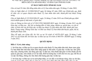 Quyết định 08/2012/QĐ-UBND chức năng nhiệm vụ quyền hạn cơ cấu tổ chức Sở GD-ĐT