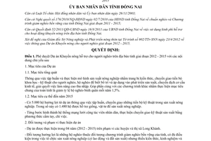 Quyết định số 1188/2011/QĐ-UBND 2012 dự án khuyến nông hỗ trợ người nghèo Đồng Nai