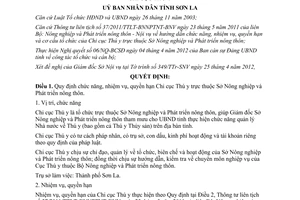 Quyết định 09/2012/QĐ-UBND chức năng nhiệm vụ Chi cục Thú Y Sơn La