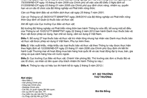 Thông tư 19/2012/TT-BNNPTNT sửa đổi Thông tư 10/2012/TT-BNNPTNT