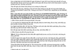 Thông tư 05/2012/TT-BVHTTDL sửa đổi quy chế hoạt động văn hoá