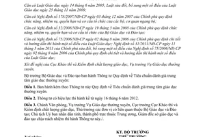 Thông tư 15/2012/TT-BGDĐT Tiêu chuẩn đánh giá trung tâm giáo dục thường xuyên