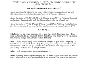 Quyết định 540/QĐ-BKHĐT năm 2012 giao mục tiêu vốn Chương trình quốc gia