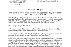 Thông tư liên tịch 06/2012/TTLT/BCA-BQP-BTP-NHNNVN-VKSNDTC-TANDTC hướng dẫn