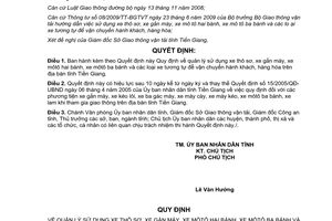Quyết định 09/2012/QĐ-UBND quản lý sử dụng xe thô sơ, gắn máy, môtô