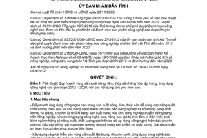 Quyết định 1310/QĐ-UBND Quy hoạch Vùng sản xuất nông lâm thủy sản