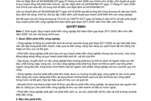 Quyết định 672/QĐ-UBND năm 2012 phê duyệt Quy hoạch phát triển công nghiệp